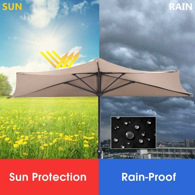 9 Feet Patio Bistro Half Round Umbrella without Weight Base