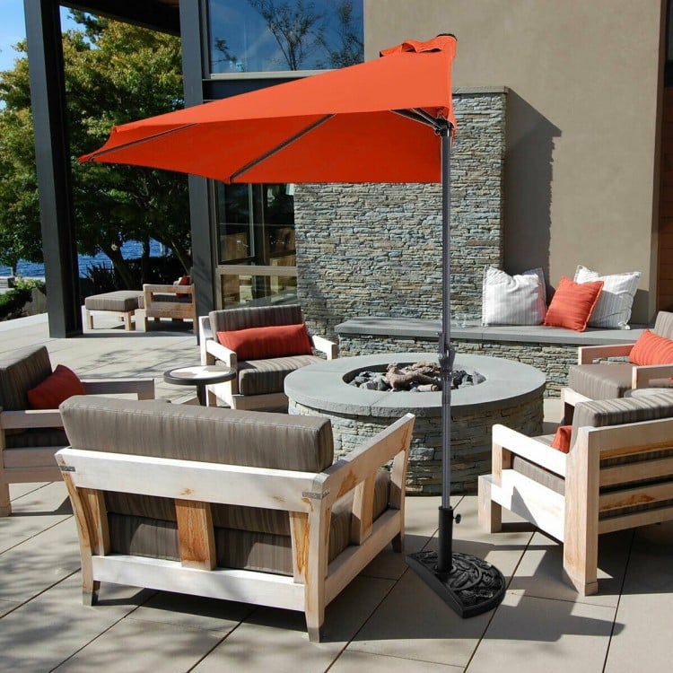 9 Feet Patio Bistro Half Round Umbrella without Weight Base