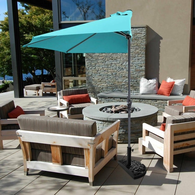 9 Feet Patio Bistro Half Round Umbrella without Weight Base