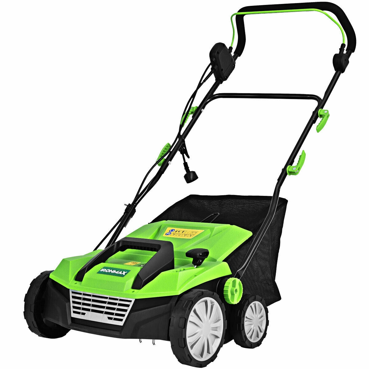 15 Inch 13 Amp Electric Scarifier with Collection Bag and Removable Blades-Green