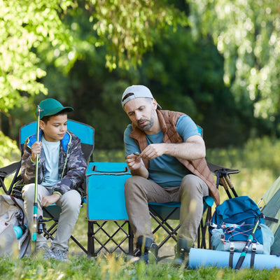 Portable Folding Camping Canopy Chairs with Cup Holder-BlueÂ 