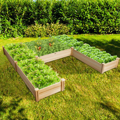 U-Shaped Wooden Garden Raised Bed for Backyard and PatioÂ 