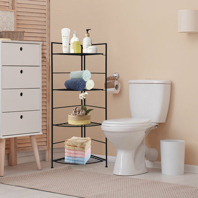 4 Tier Folding Metal Shelf Plant Stand Storage Open Shelf Corner Display RackÂ 