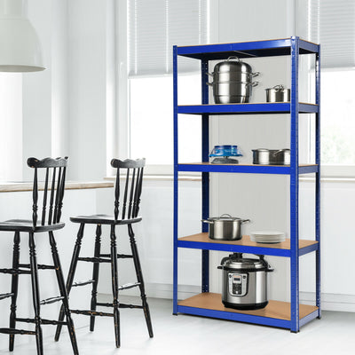 72 Inch Storage Rack with 5 Adjustable Shelves for Books Kitchenware-NavyÂ 
