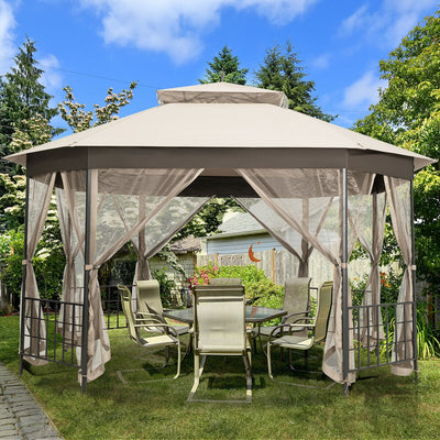 10â€™x 12â€™ Octagonal Patio Gazebo-BeigeÂ 