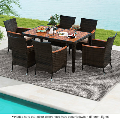 7 Pieces Garden Dining Patio Rattan Set with Cushions for BackyardÂ 