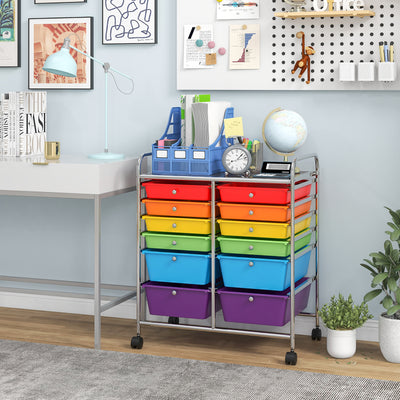 12 Drawers Rolling Cart Storage Scrapbook Paper Organizer Bins-Deep MulticolorÂ 