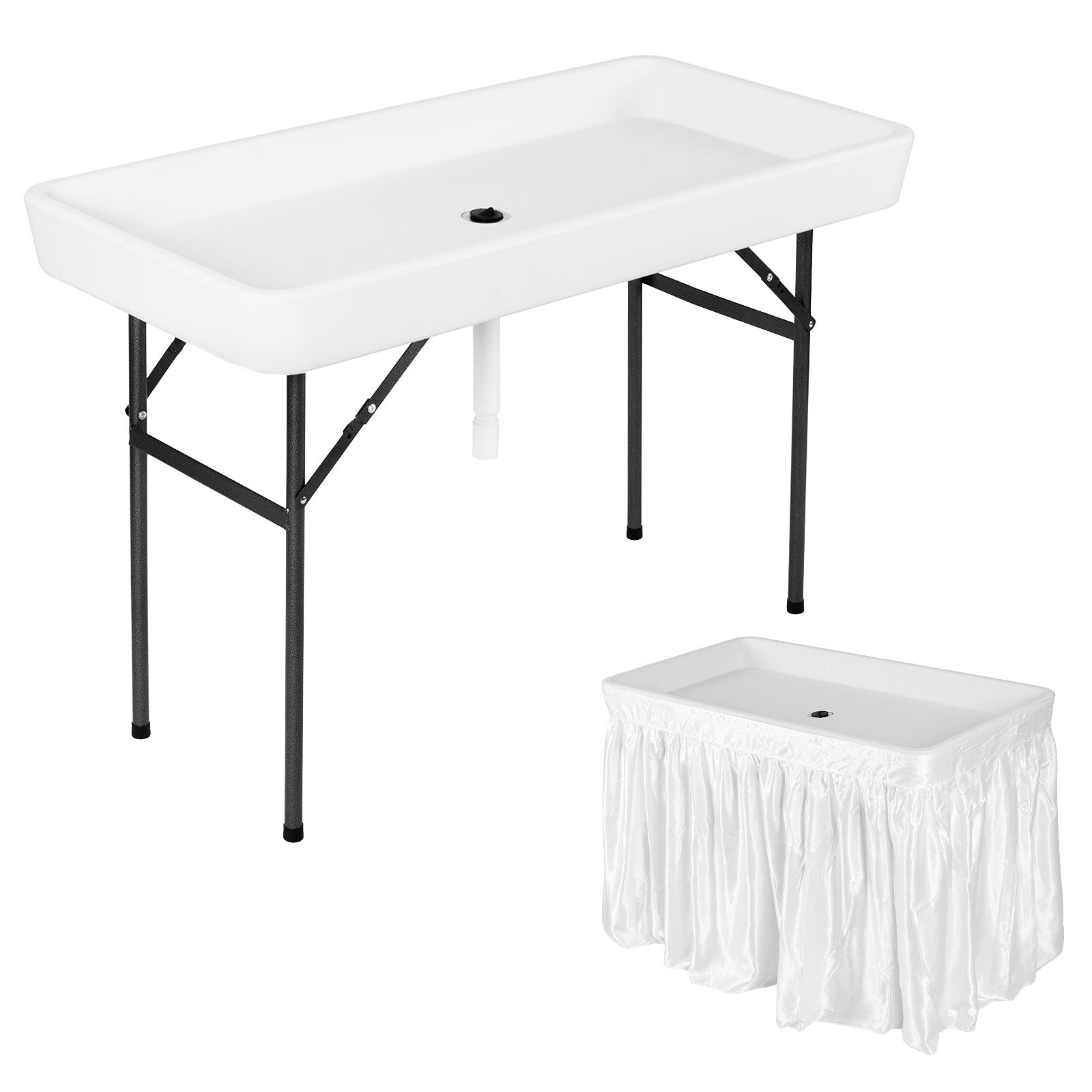 4 Feet Plastic Party Ice Folding Table with Matching Skirt