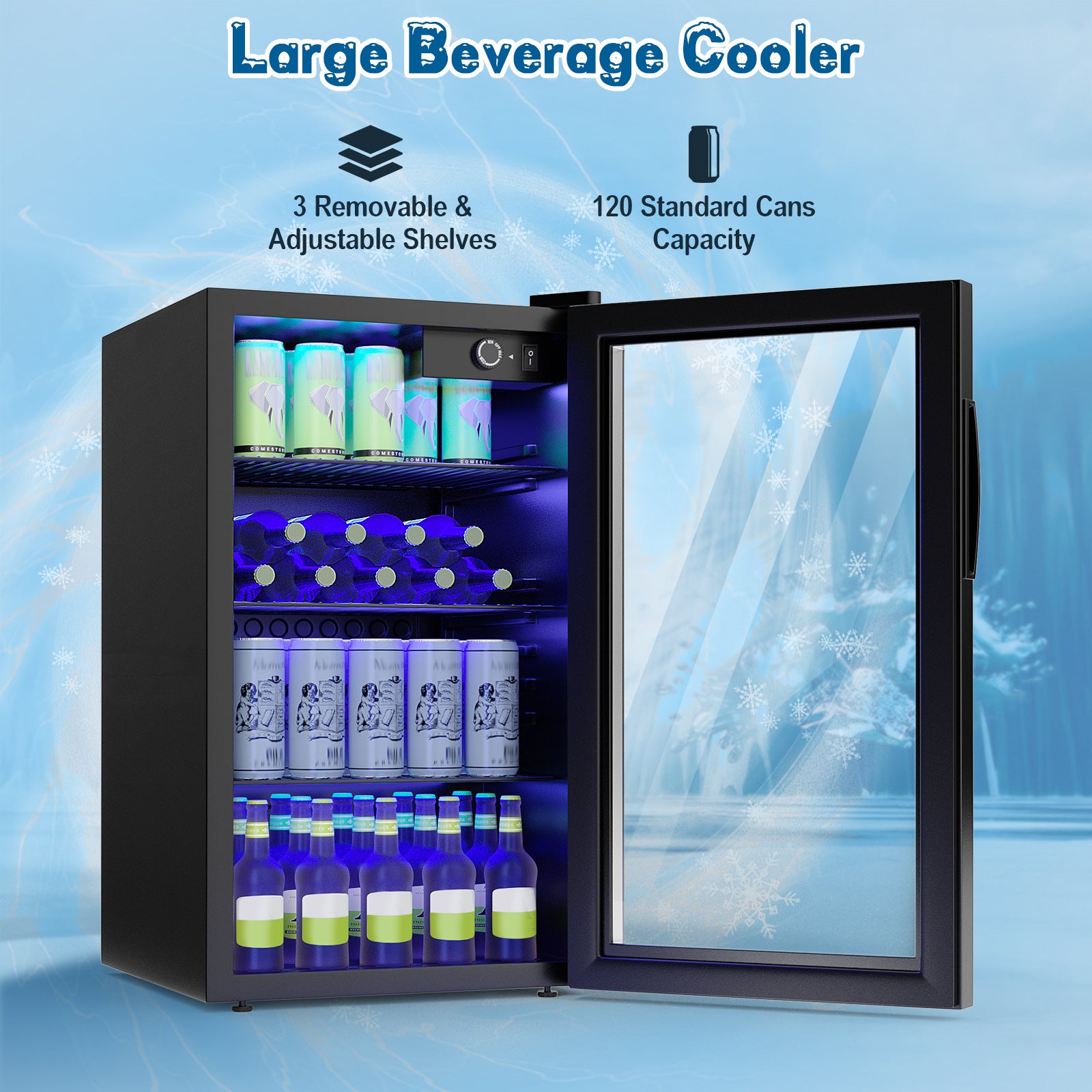120 Can Beverage Mini Refrigerator with Glass DoorÂ 
