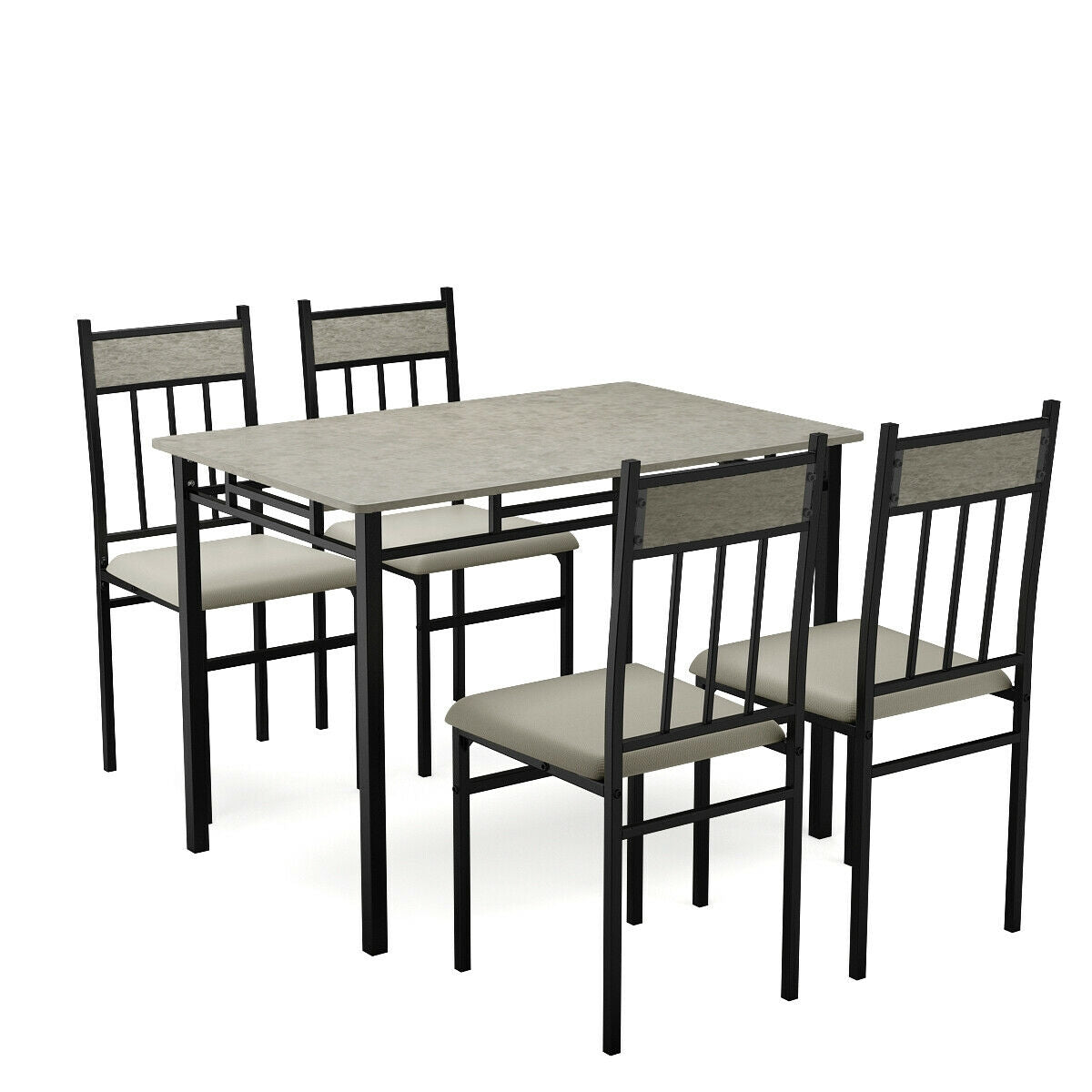 5 Pieces Faux Marble Dining Set Table with Solid Steel FrameÂ 
