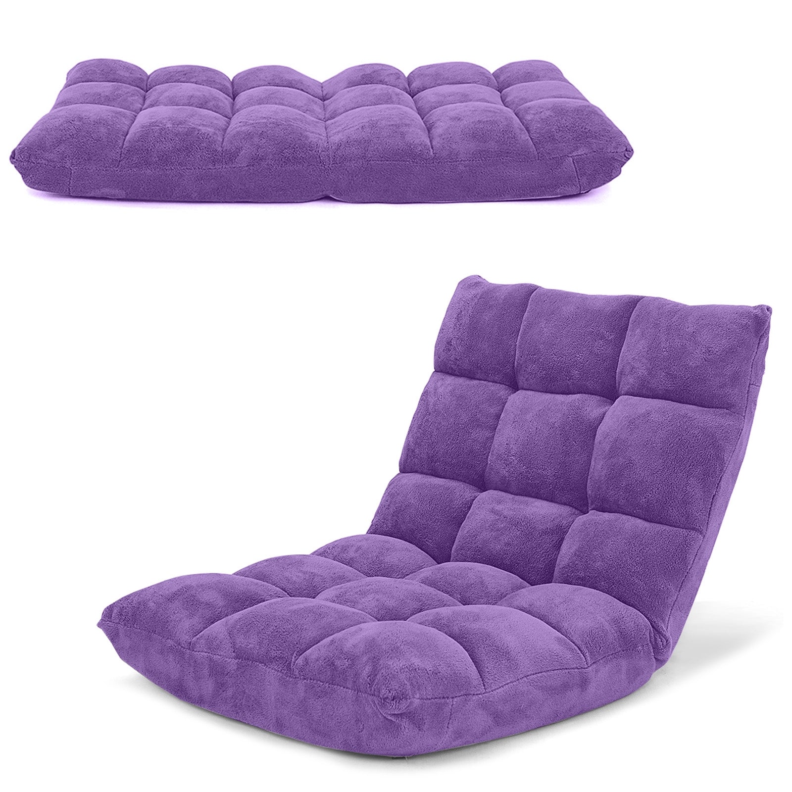 Adjustable 14-position Cushioned Floor Chair-Purple