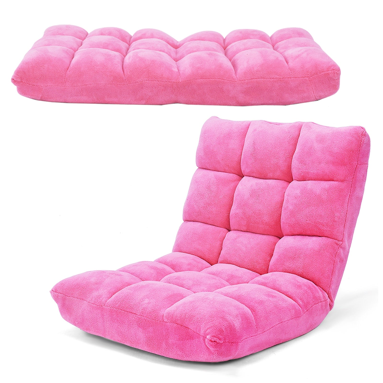 Adjustable 14-position Cushioned Floor Chair-Pink