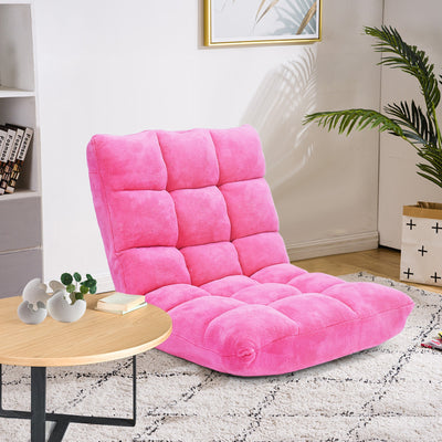 Adjustable 14-position Cushioned Floor Chair-PinkÂ 