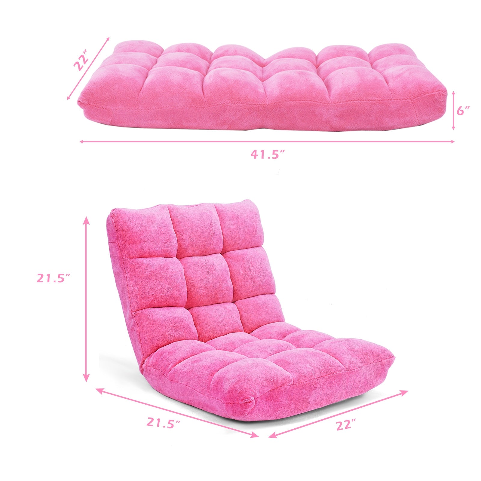 Adjustable 14-position Cushioned Floor Chair-Pink