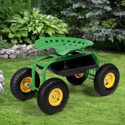 Red/Green Garden Cart Rolling Work Seat With Heavy Duty Tool Tray Gardening Planting-GreenÂ 