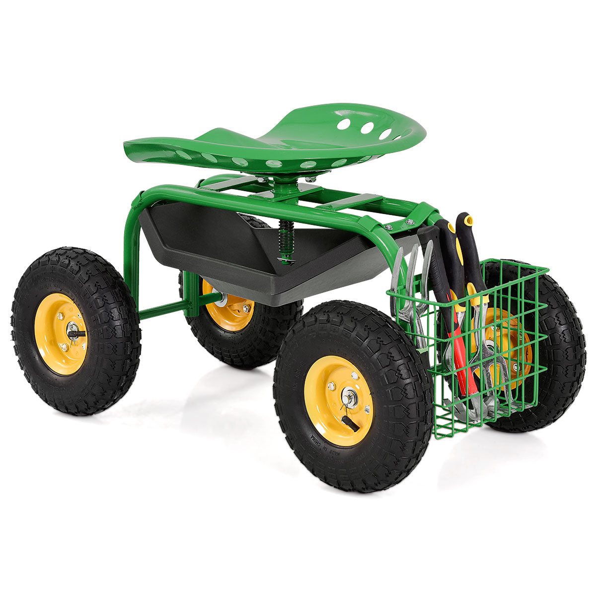Red/Green Garden Cart Rolling Work Seat With Heavy Duty Tool Tray Gardening Planting-GreenÂ 