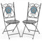 Set of 2 Mosaic Chairs for Patio Metal Folding Chairs-A