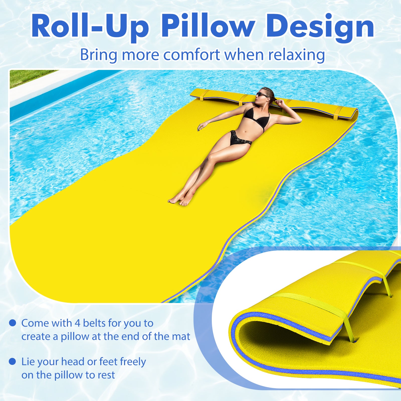 3 Layer Floating Water Pad Foam Mat-Yellow