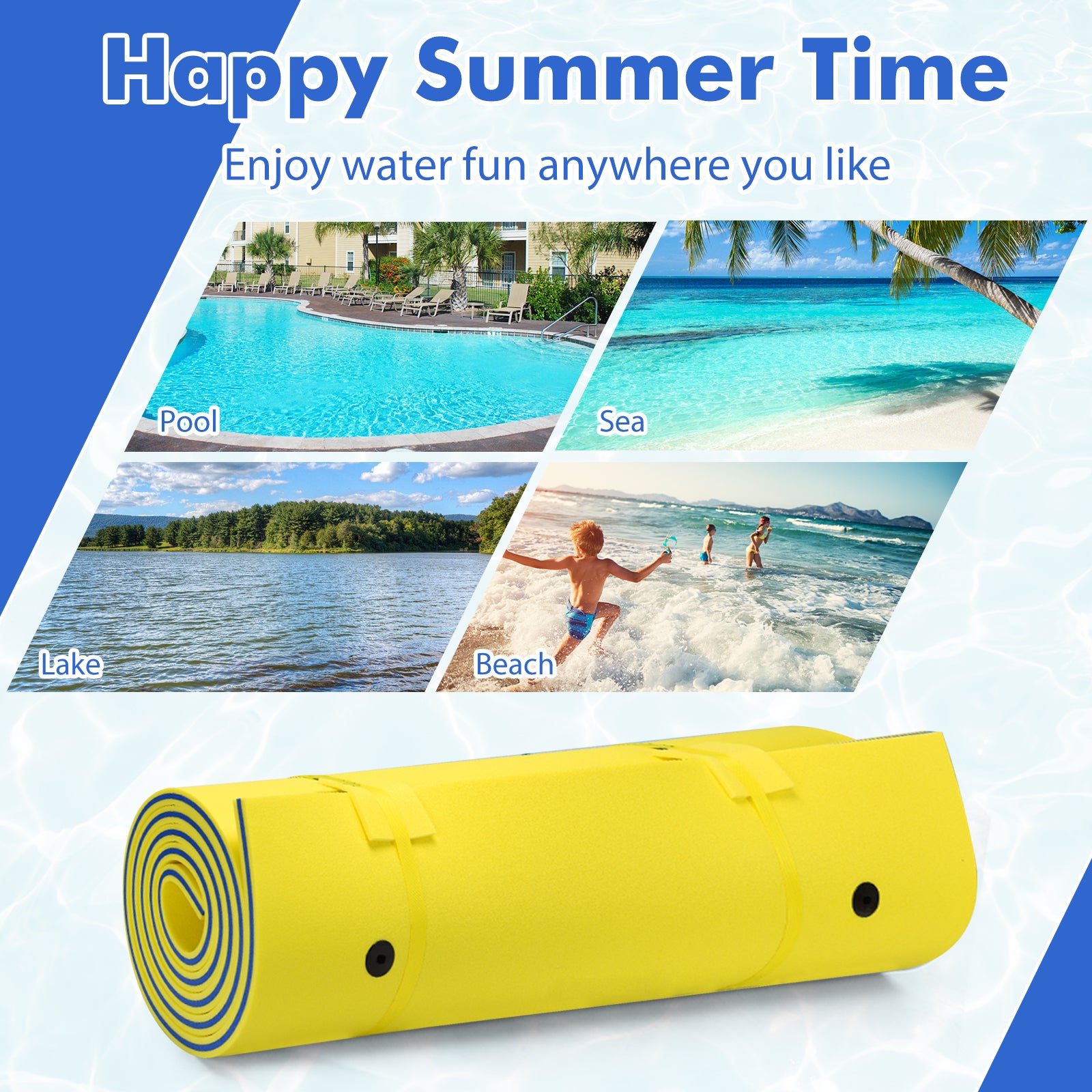 3 Layer Floating Water Pad Foam Mat-Yellow