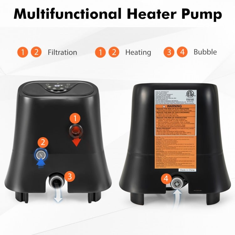 1350W Electric Heater Pump with Touch Panel and LED Display