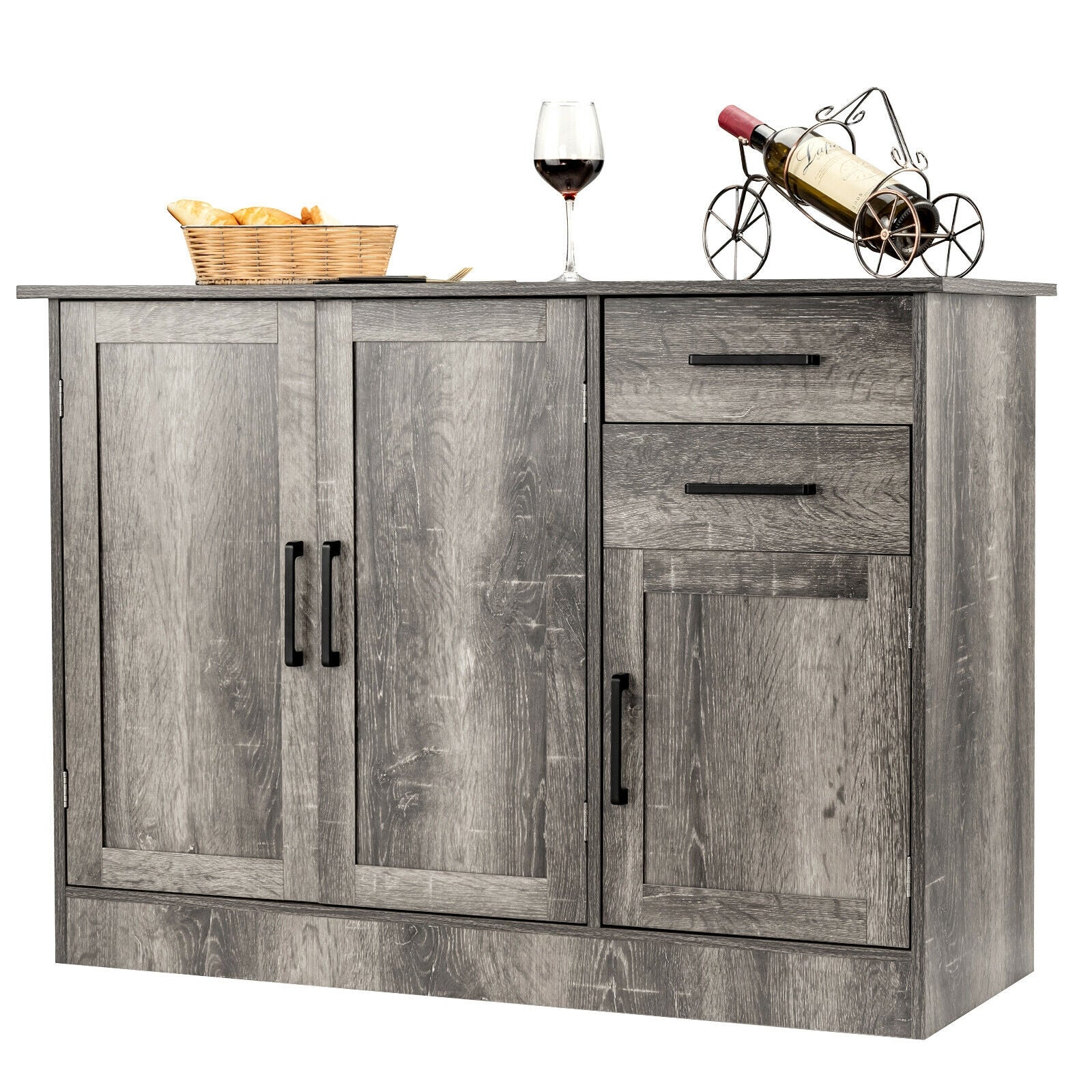 Buffet Storage Cabinet  Kitchen Sideboard with 2 Drawers-Gray