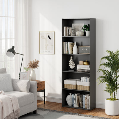 5-Shelf Storage Bookcase Modern Multi-Functional Display Cabinet Furniture-BlackÂ 