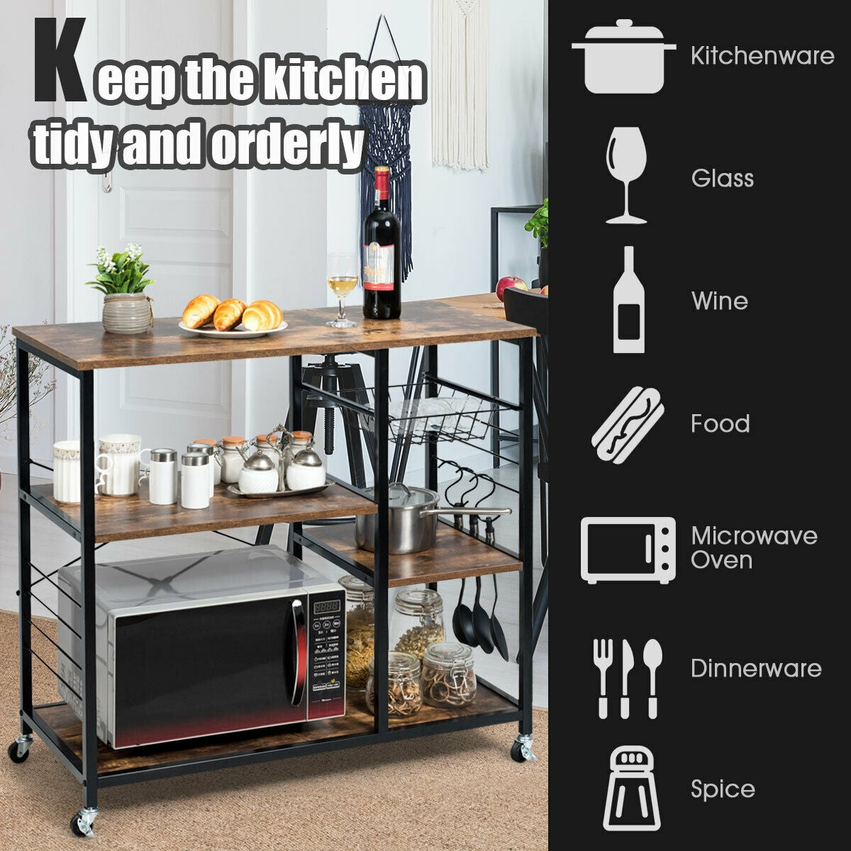 Rolling Industrial Kitchen Baker’s Storage Shelf