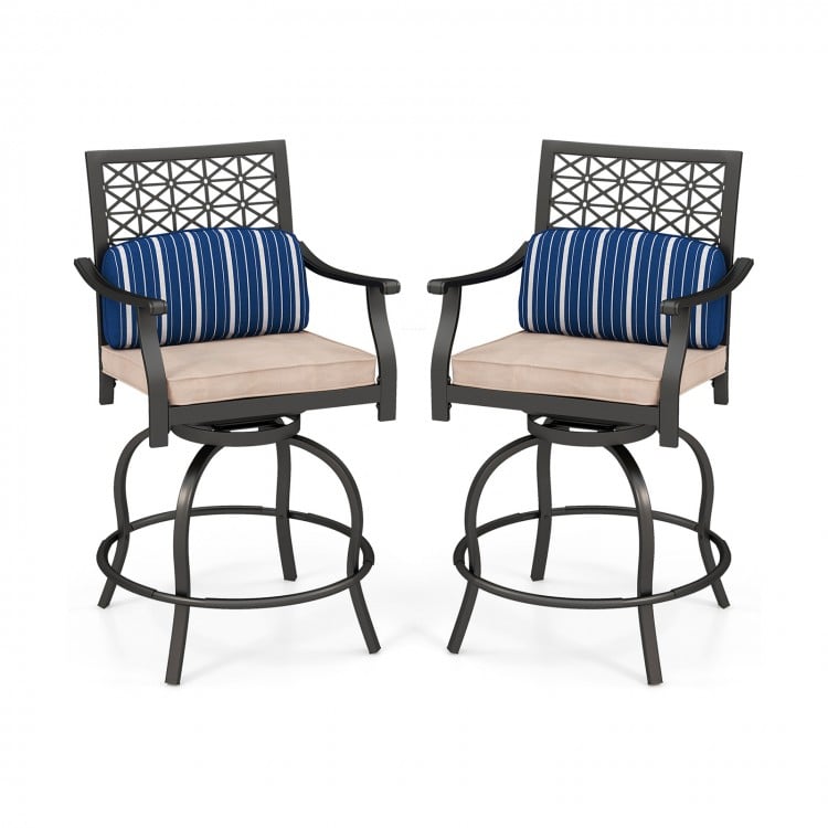 Set of 2 Outdoor Bar Height Chair with Soft Cushions
