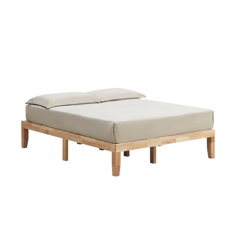 Queen Size 14 Inch Wooden Bed Mattress Frame-Natural