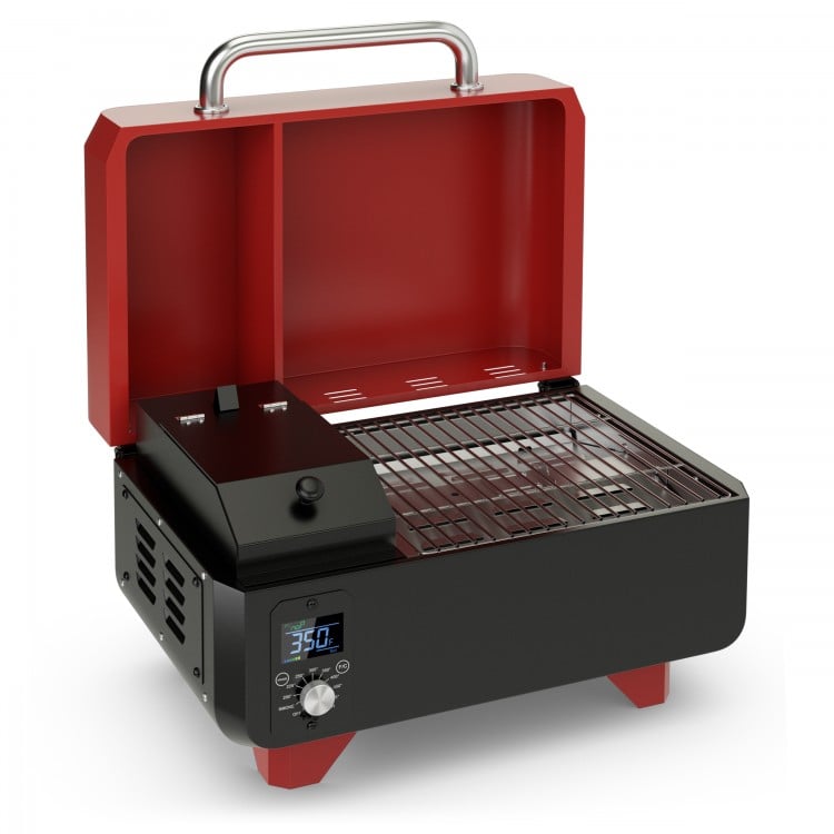Outdoor Portable Tabletop Pellet Grill and Smoker with Digital Control System for BBQ