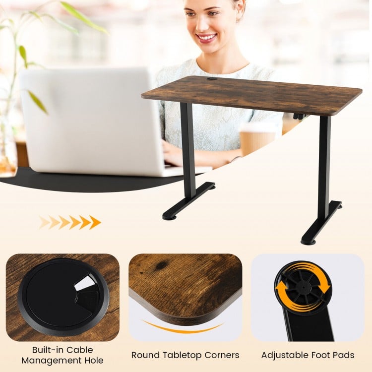 Electric Standing Desk Adjustable Stand up Computer Desk Anti-collision-Rustic Brown