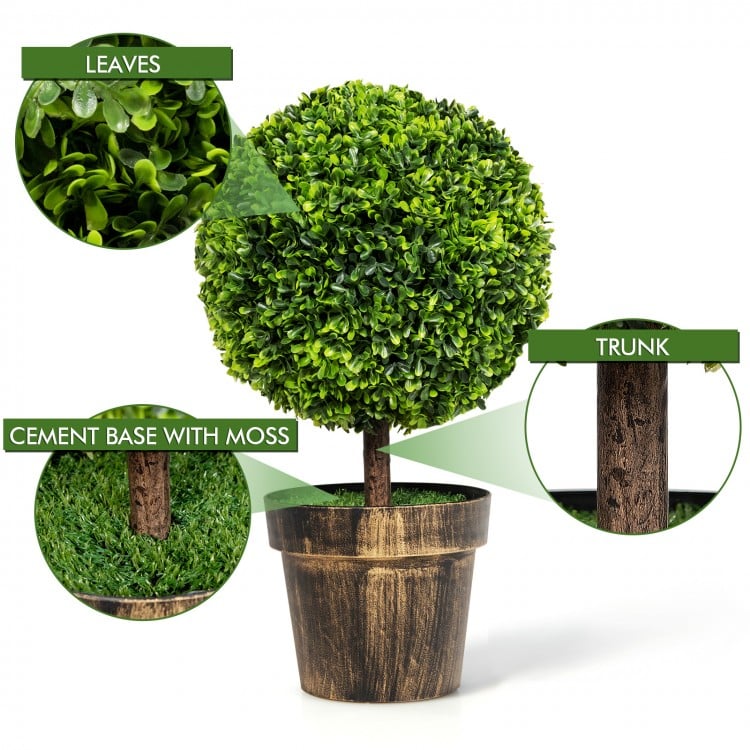 Artificial Ball Tree set of 2 with Natural Look and Water Resistance