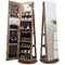 360° Rotating Mirrored Jewelry Cabinet Armoire 3 Color LED Modes Lockable-Dark Brown