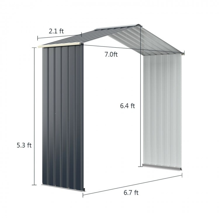 Outdoor Storage Shed Extension Kit for 9.1 Feet Shed-Gray