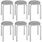 6-Pack Stackable Multifunctional Daisy Design Backless Round Metal Stool Set-Grey