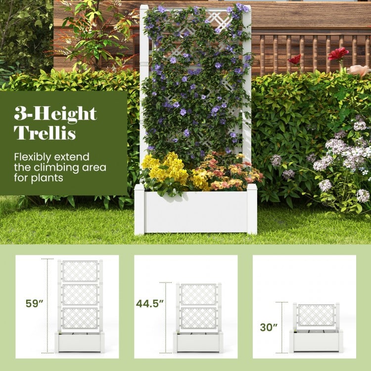 Outdoor Planter Box Self-Watering Raised Garden Bed Trellis with Water Level Indicator