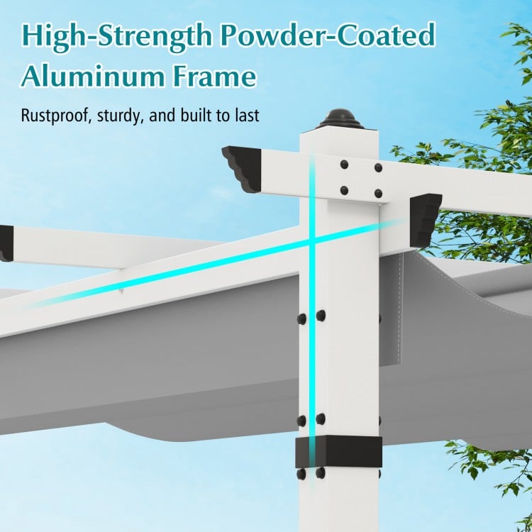 Outdoor Pergola with Retractable Canopy and Aluminum Frame-Gray