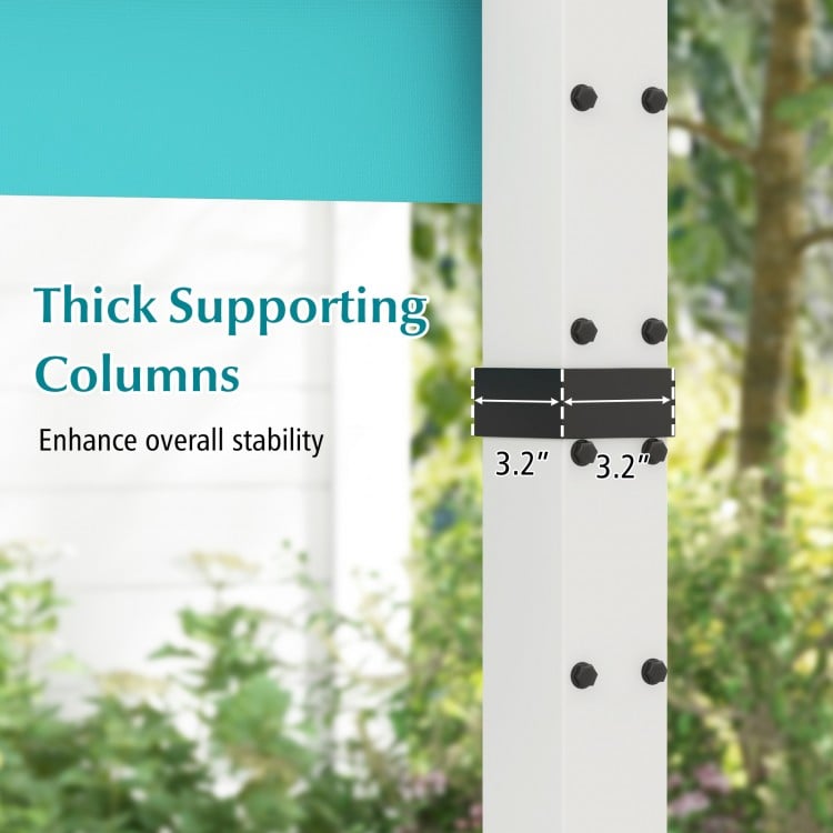 Outdoor Pergola with Retractable Canopy and Aluminum Frame-Turquoise