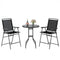 3 Pieces Outdoor Bar Stool Set with DPC Tabletop and Umbrella Hole for Poolside-Black
