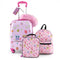 5 Piece Kids Luggage Set with Backpack  Neck Pillow  Name Tag  Lunch Bag-Hot Pink