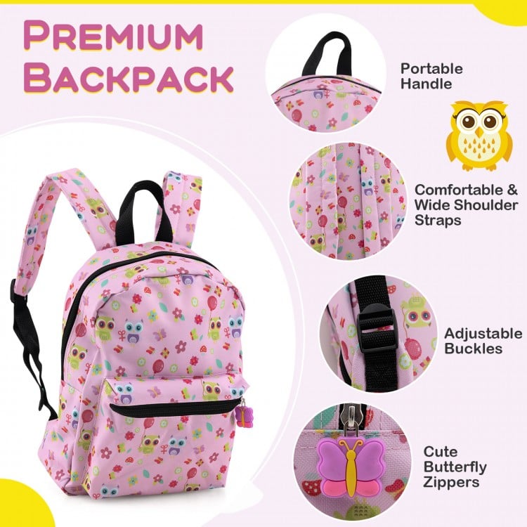 5 Piece Kids Luggage Set with Backpack  Neck Pillow  Name Tag  Lunch Bag-Hot Pink