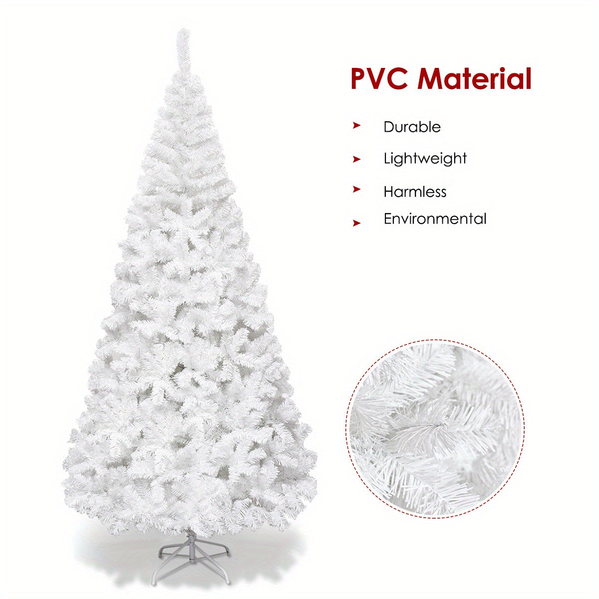 Goplus 8Ft Artificial PVC Christmas Tree W/Stand Holiday Season Indoor Outdoor White 