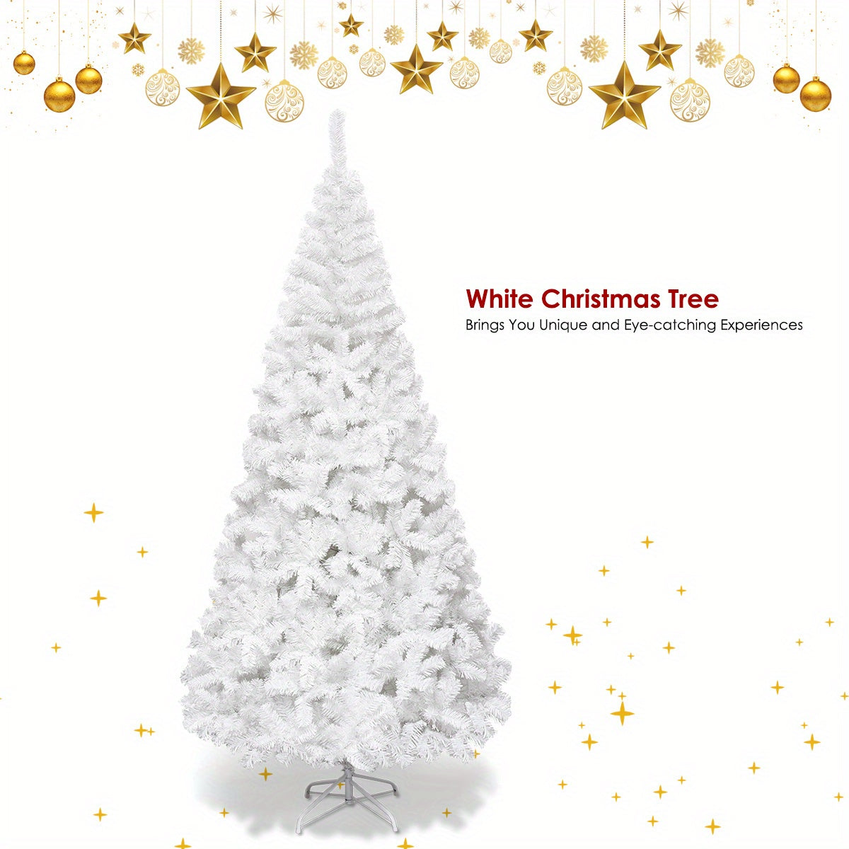 Goplus 8Ft Artificial PVC Christmas Tree W/Stand Holiday Season Indoor Outdoor White 