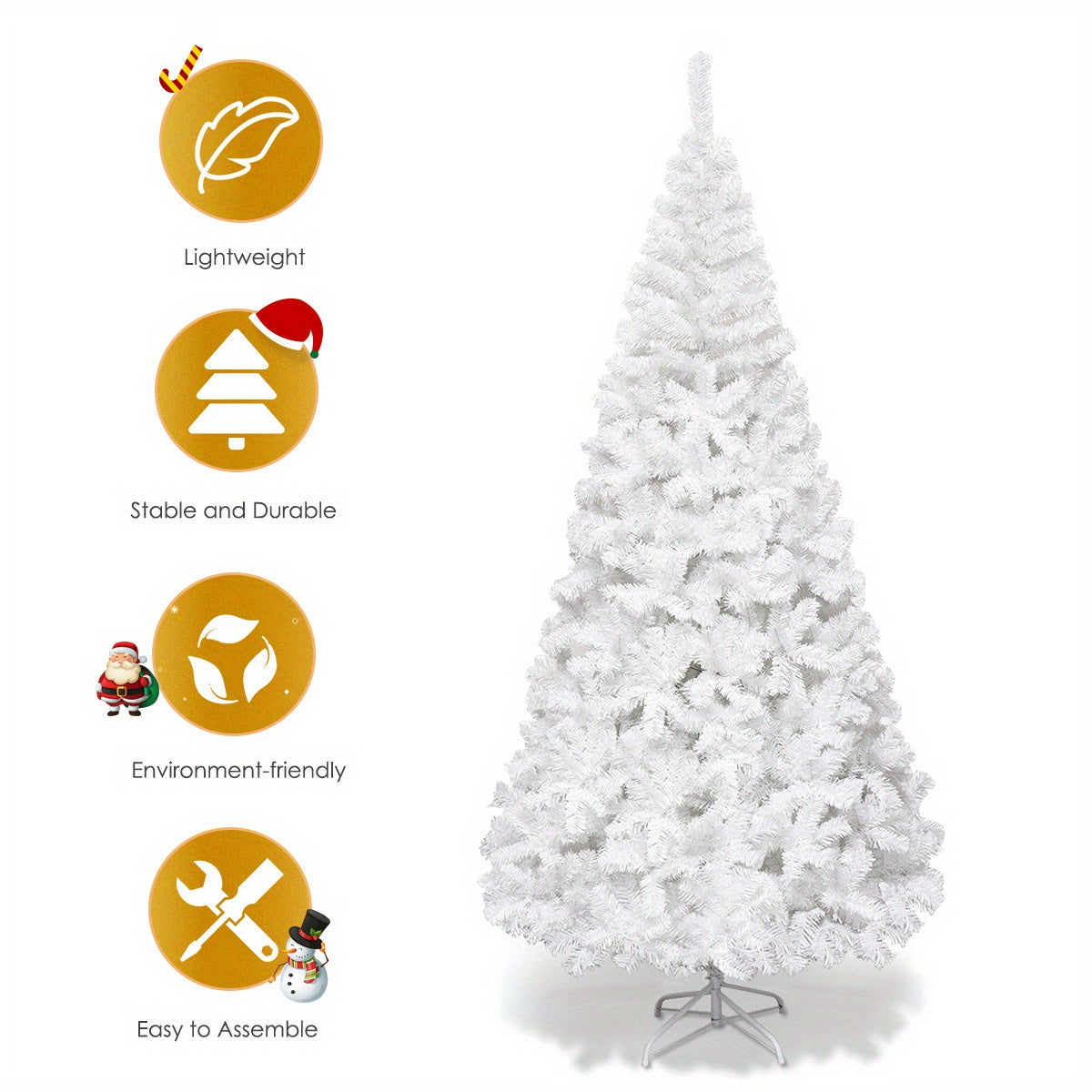 Goplus 8Ft Artificial PVC Christmas Tree W/Stand Holiday Season Indoor Outdoor White 