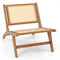 Teak Wooden Chair with Handwoven Rattan Seat and Backrest