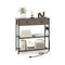 Narrow Console Table with 2 Drawers and 2 Metal Mesh Shelves-Gray