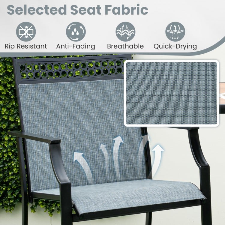 Outdoor Counter Stools Set of 2 Heavy-Duty Barstools with Footrest and Armrests-Red