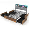 Twin/Full/Queen Bed Frame with LED Lights  Upholstered Headboard and 4 Storage Drawers-Full Size