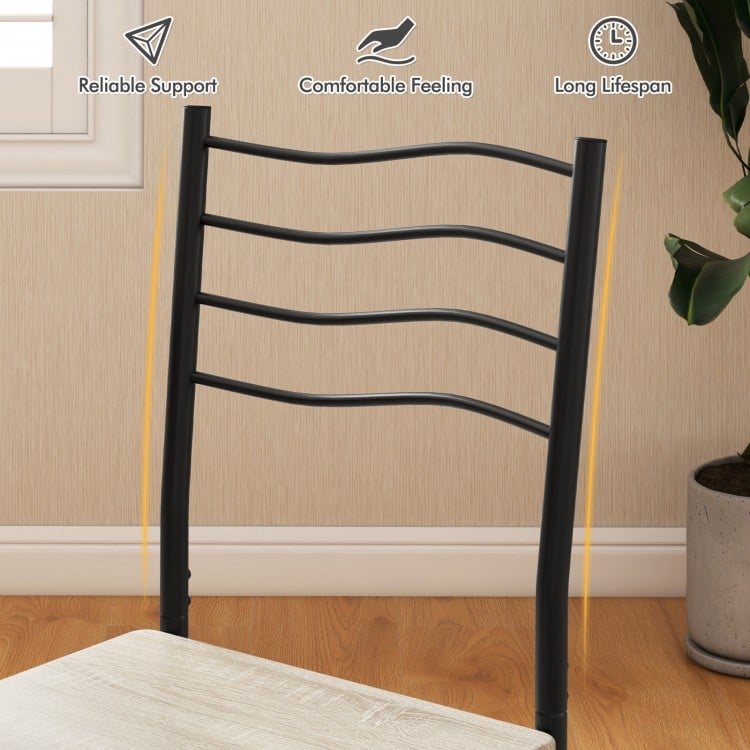 5 Pieces Wood Metal Dining Table Set with 4 Chairs-Natural