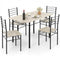 5 Pieces Wood Metal Dining Table Set with 4 Chairs-Natural